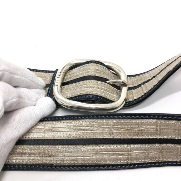 CELINE 115/130 ribbon Crossbody Bag Shoulder Bag Leather Black/SilverHardware - Picture 13 of 15